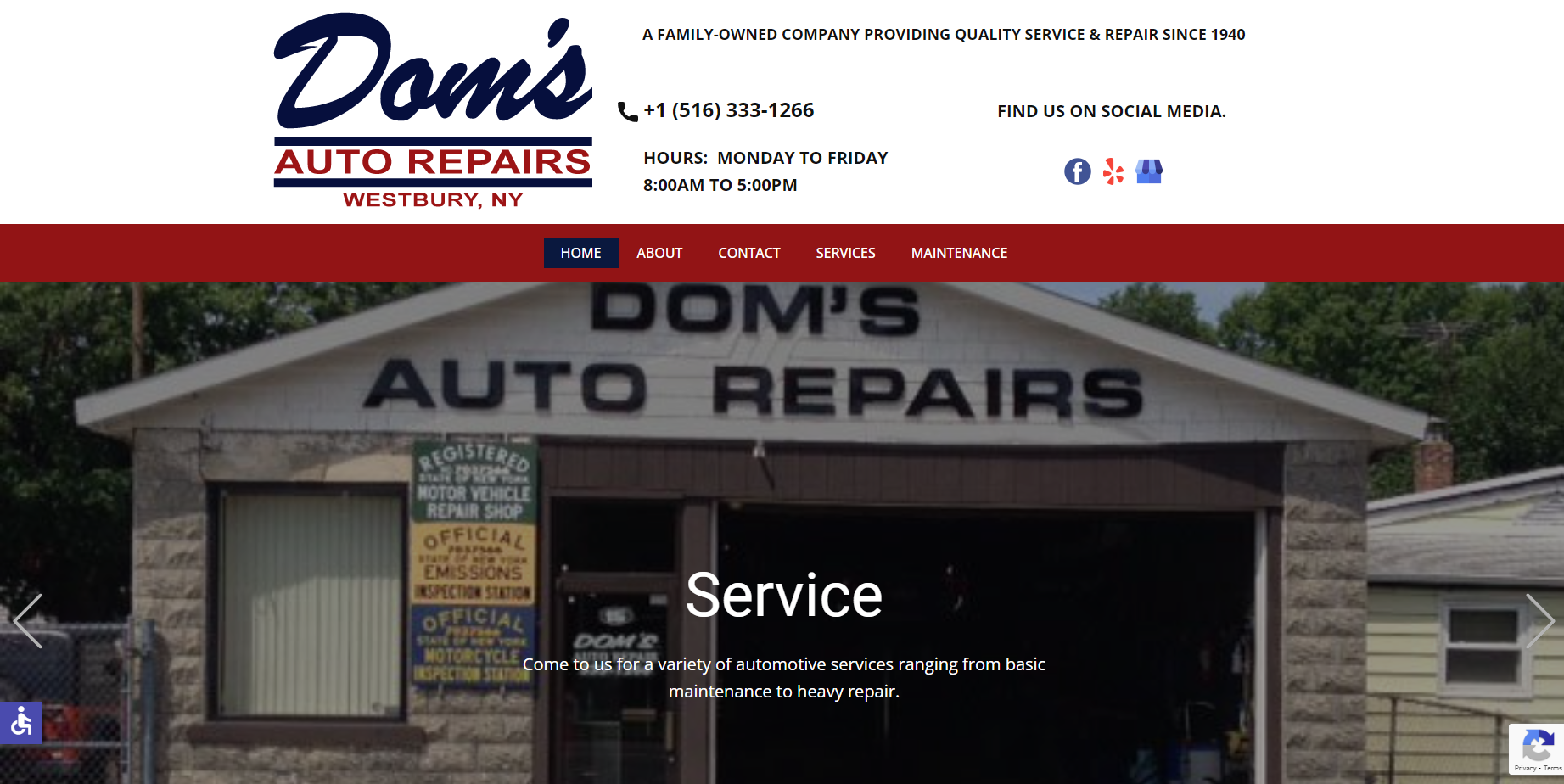 Doms Auto Repairs&apos; Website